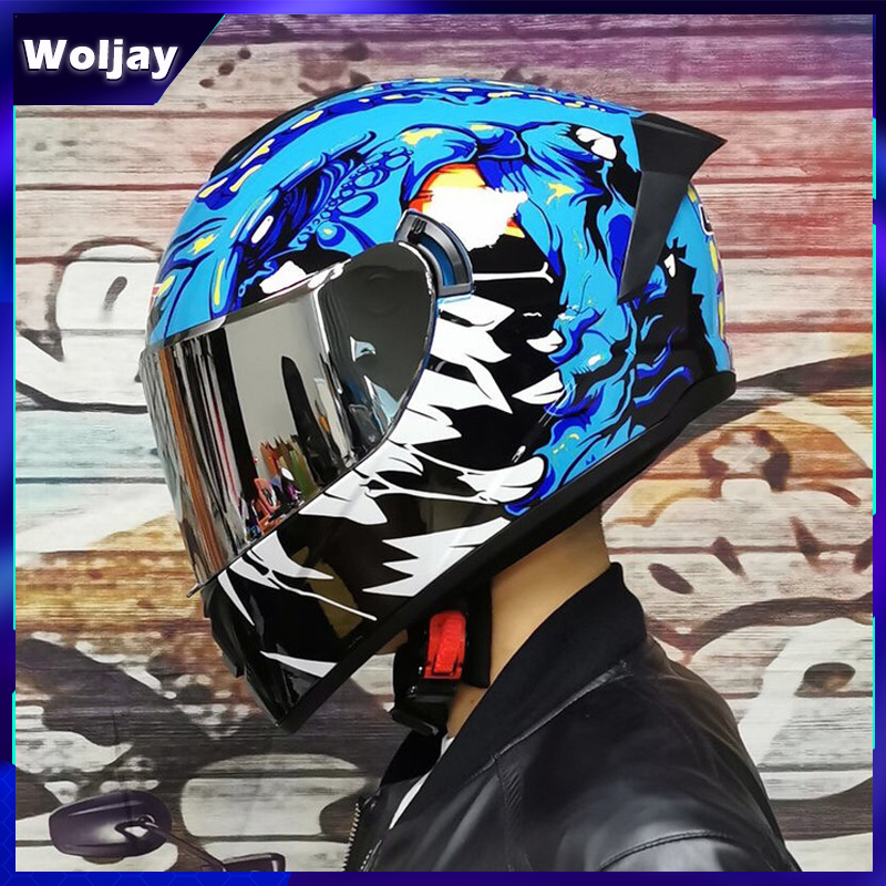 Professional Men Racing Motorcycle Helmet Double Lens Full Face Helmet  Women Motocross Warm Winter Motor Bike Moto Scooter Motorbike Helmets