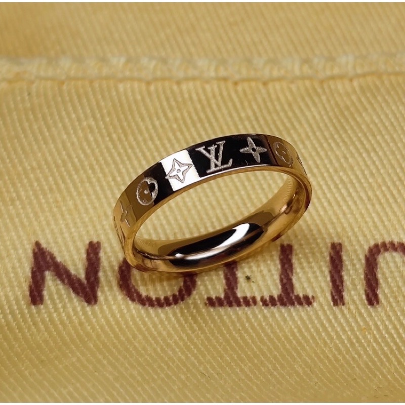 LOUIS VUITTON Brass Monogram Engraved Nanogram Ring M Palladium 220691