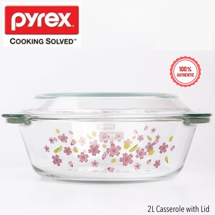 Pyrex Casserole 1.4L Sakura With Glass Lid/Sakura Pyrex Bakeware ...