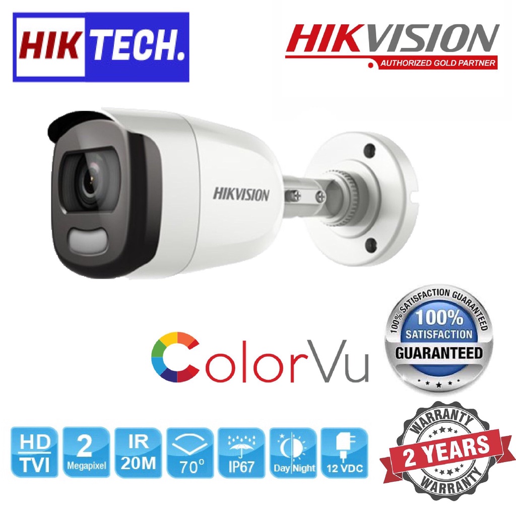 HIKVISION DS2CE10DFTFC 2 MP 1080P COLORVU FULL TIME COLOR BULLET CCTV