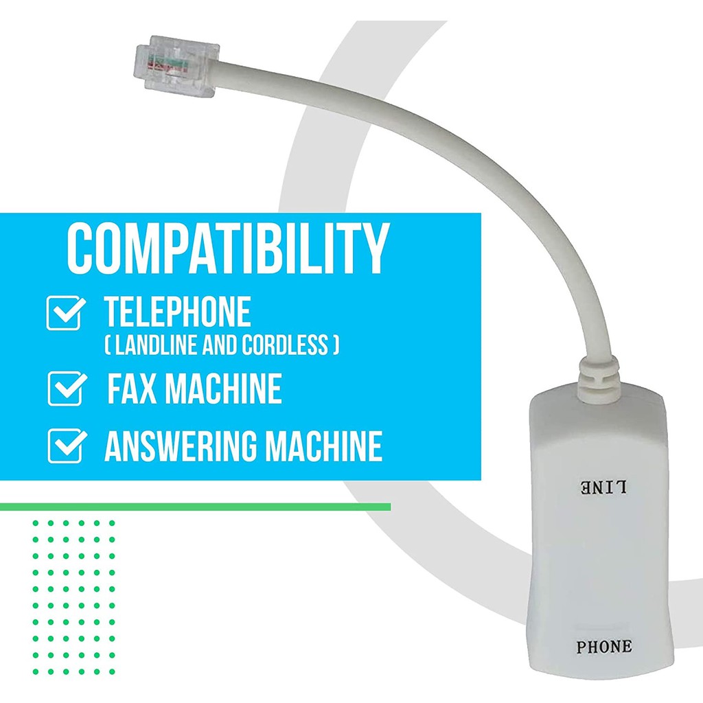 DSL Modem Phone Filter - for Interference Elimination and Static Noise ...