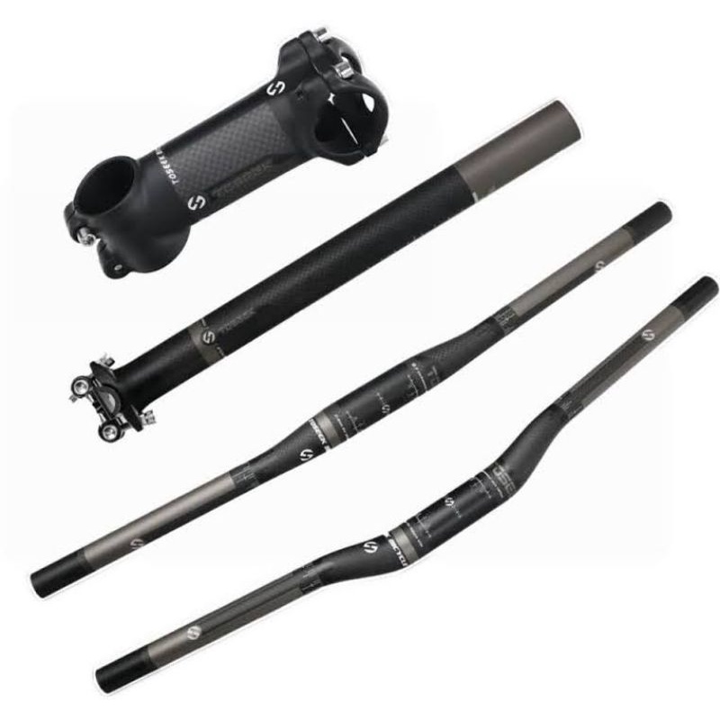 (BUNDLE SALE)Toseek Carbon Fiber Handlebar Toseek Seatpost Toseek