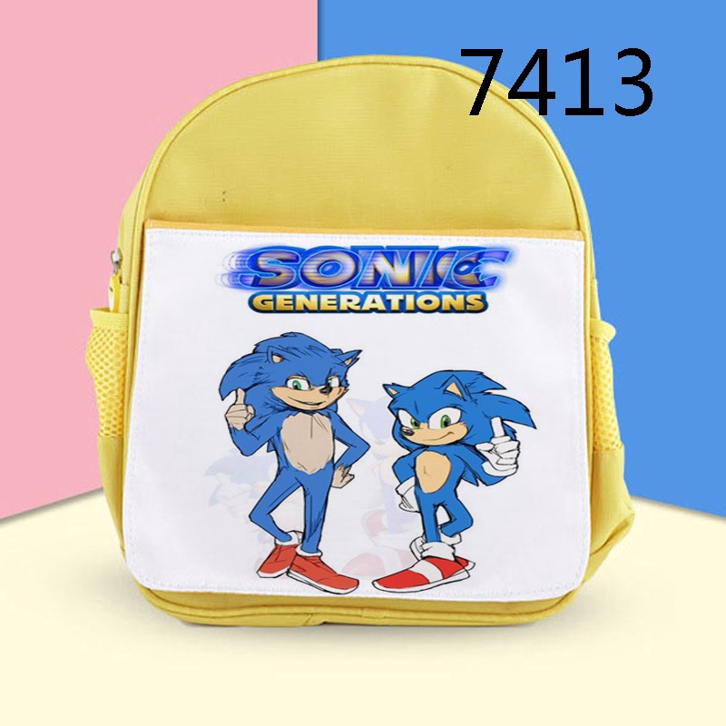 Ready Stock Sonic The Hedgehog Cartoon Kids Bags printed Backpacks