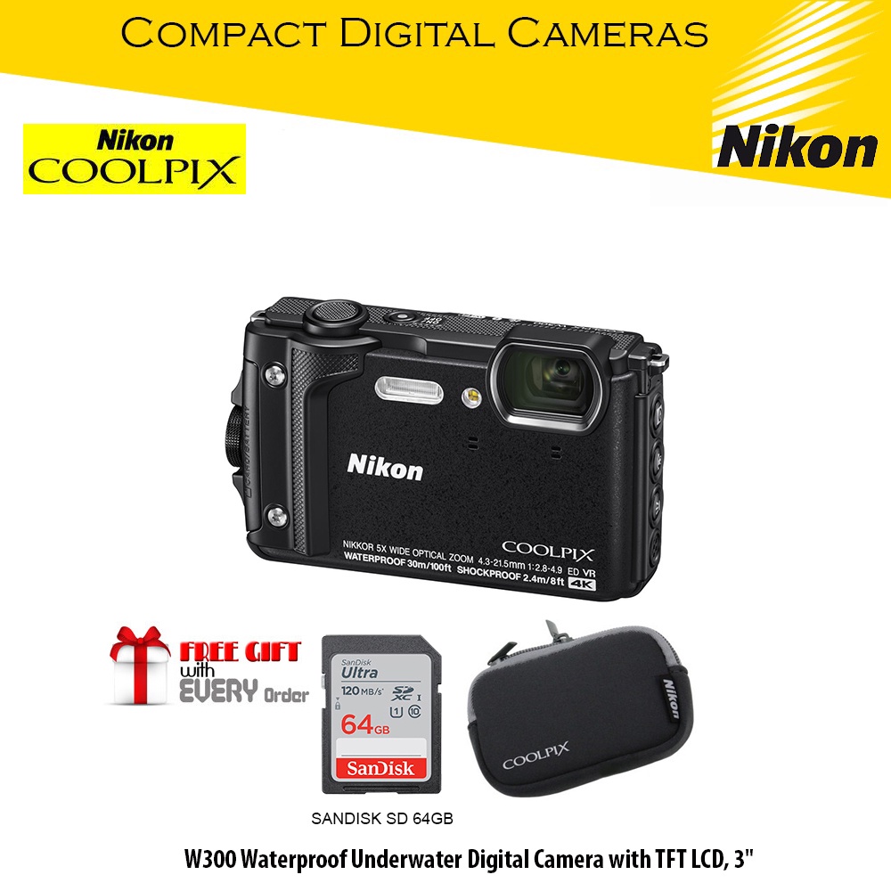 Nikon COOLPIX W300 Compact Digital Camera  Waterproof Camera for  Underwater Shooting