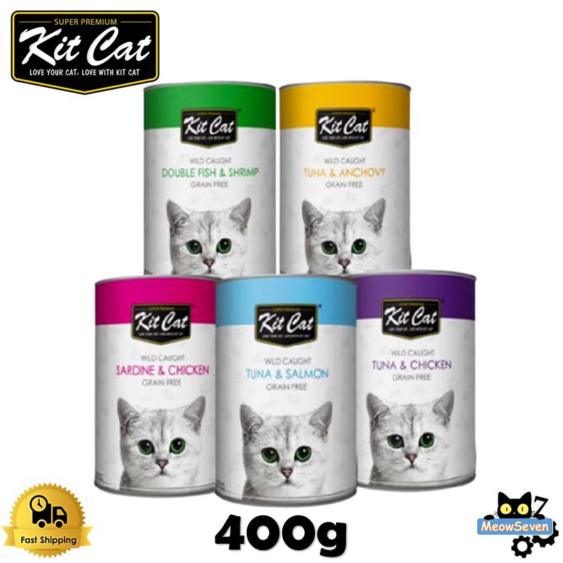 KitCat Cat Can Wet Food 400g (Kit Cat Sardines Chicken, Sardines