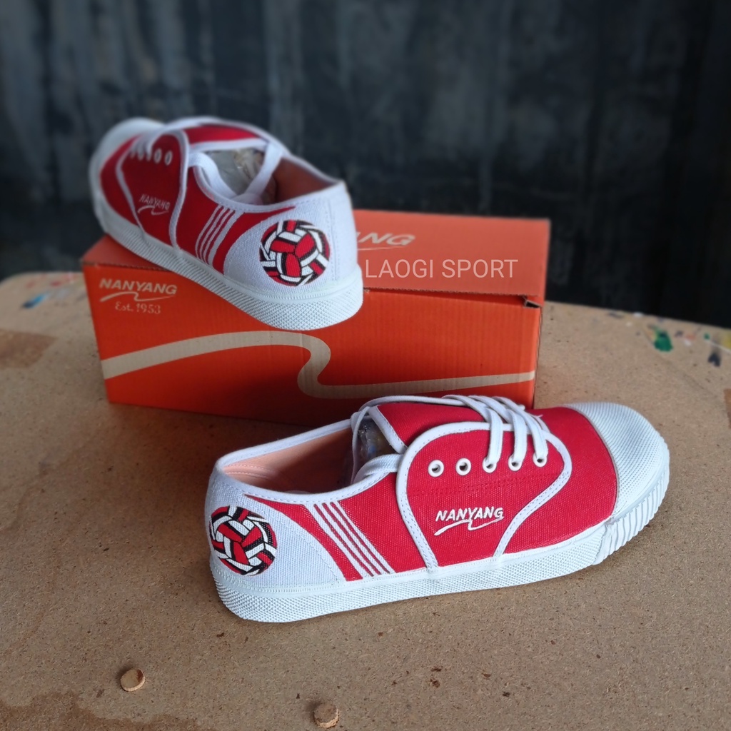 MERAH Nanyang shoes with red and white takraw motif Shopee Malaysia