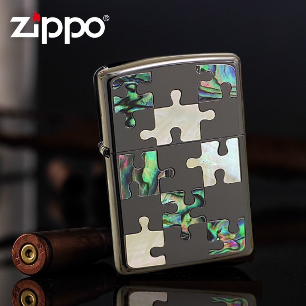 Jigsaw Puzzle Black Ice Inlay Shell Zippo Lighter | Shopee Malaysia