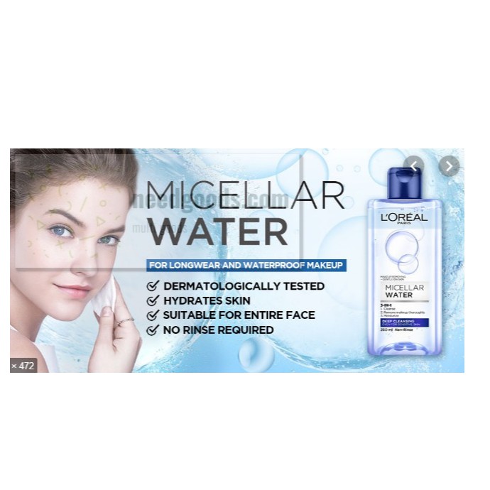 Loreal Micellar Water (Makeup Remover) Refreshing 3 In 1 ( Travel Size