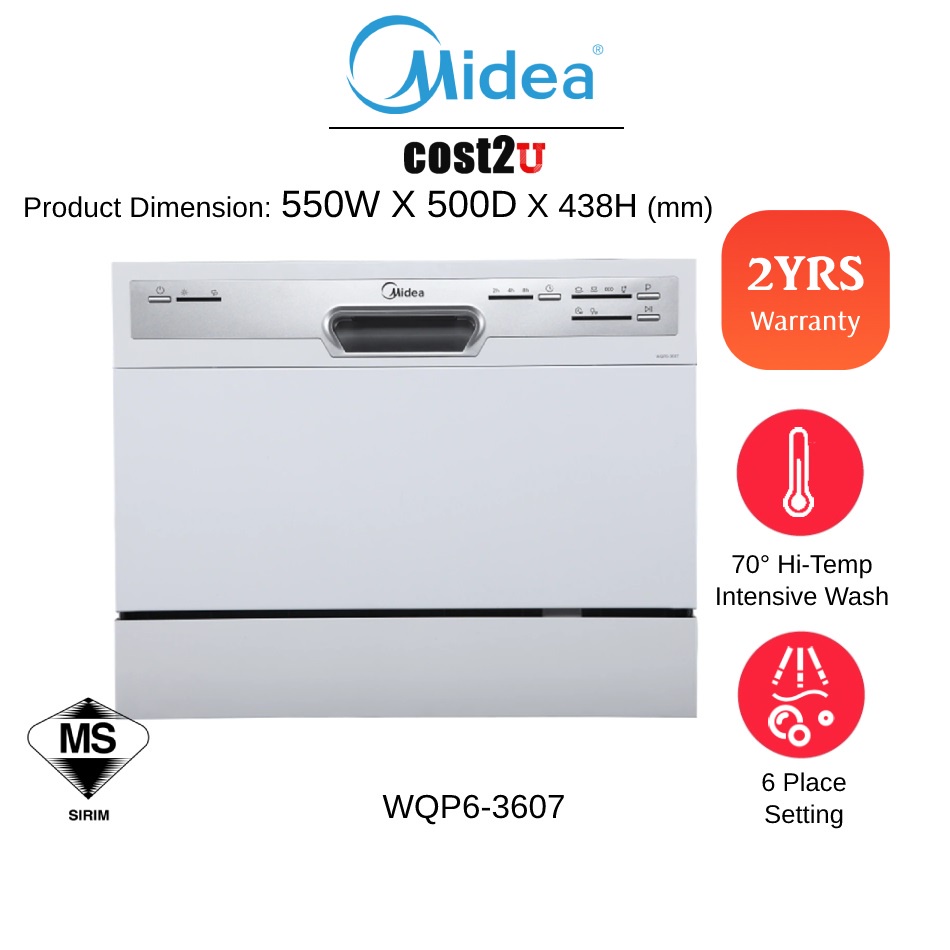 Midea Table Top Dishwasher (6 Place Settings) WQP63607 (Mesin