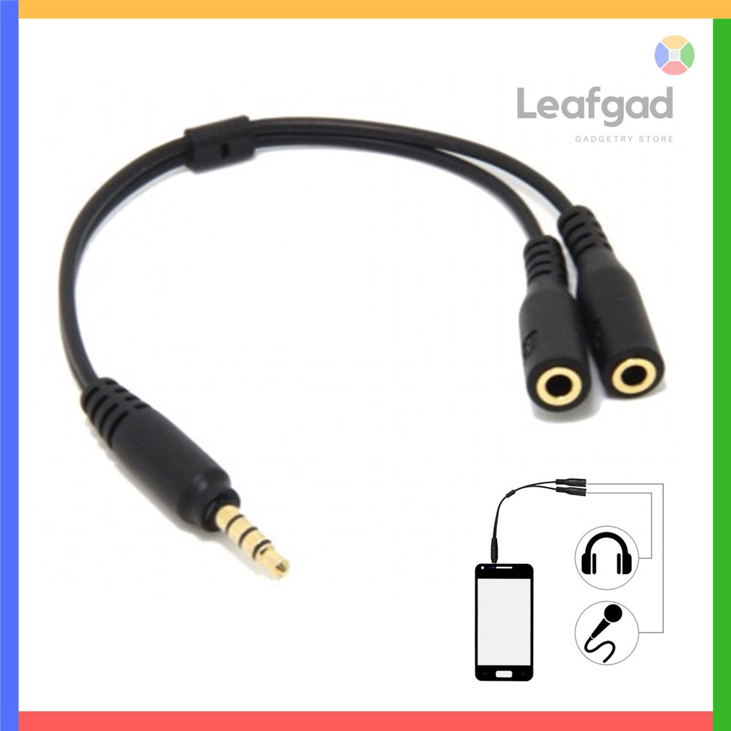 LEADGAD 3.5mm YSplitter Cable Combo Headset TRRS to Microphone and