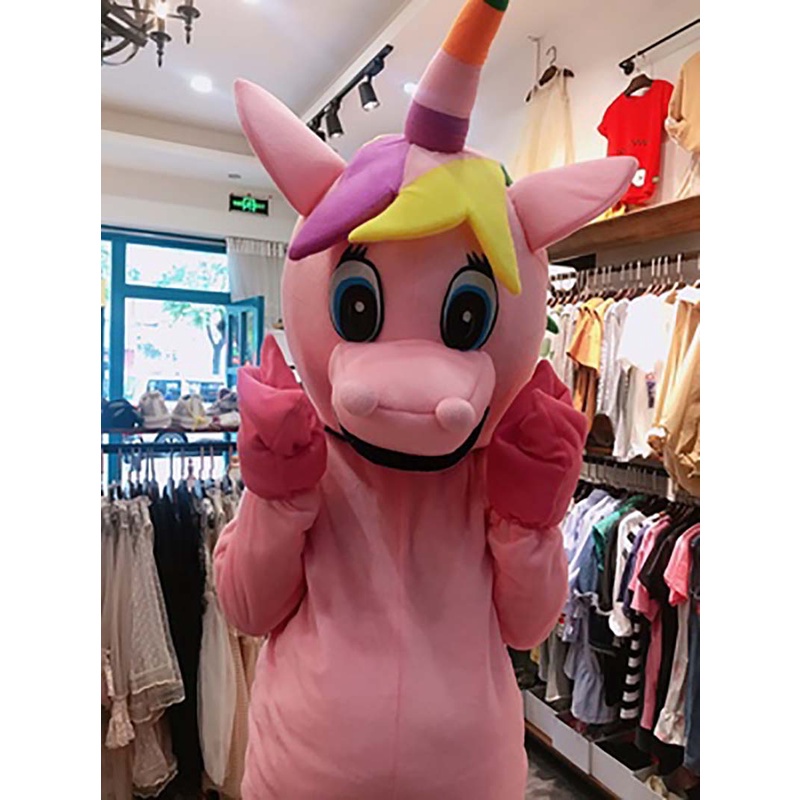 Pink Unicorn Mascot Costume Walking Cartoon Cosplay Mascot Costume