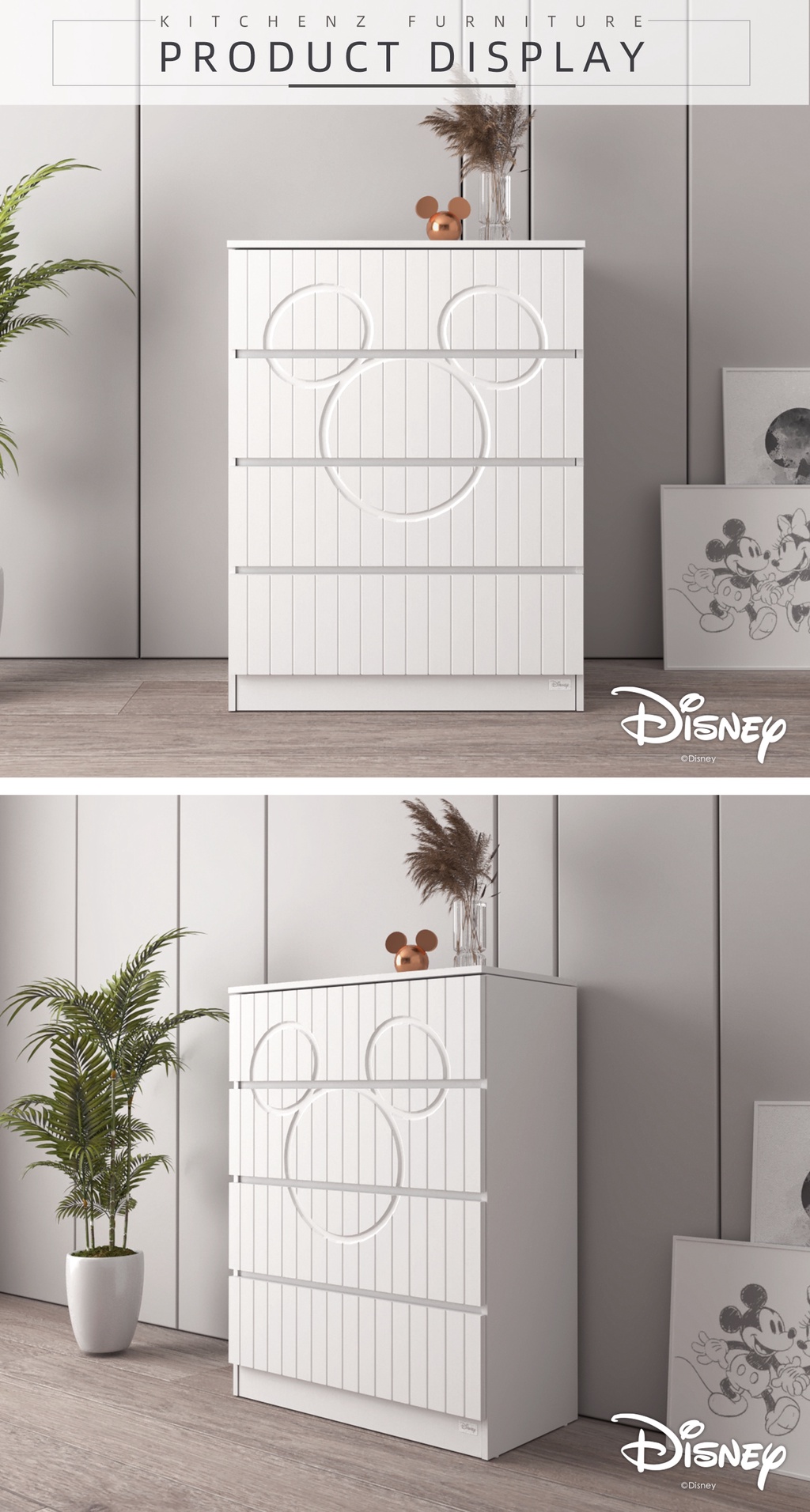 KitchenZ x Disney Series 4 Layer Chest Drawer 3D Concave-Convex Surface ...
