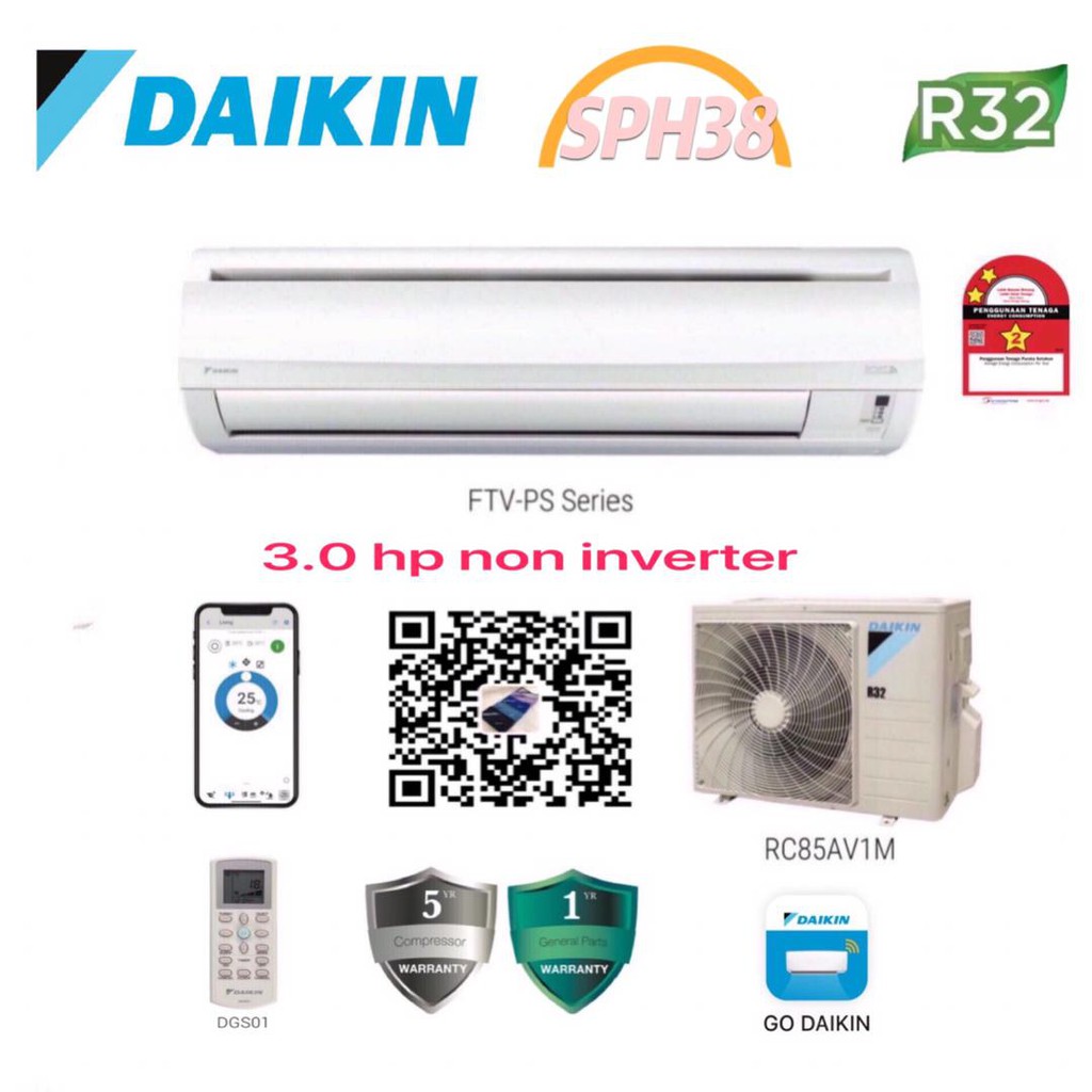 JB INSTALLATION (SMART CONTROL) DAIKIN 3HP FTV85PSV1MF WALL MOUNTED FTV ...