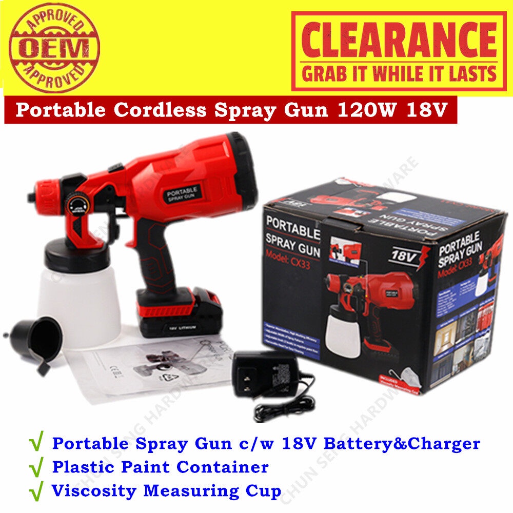 Portable Cordless Spray Gun 1.8MM Nozzle with 800ML Container Electric