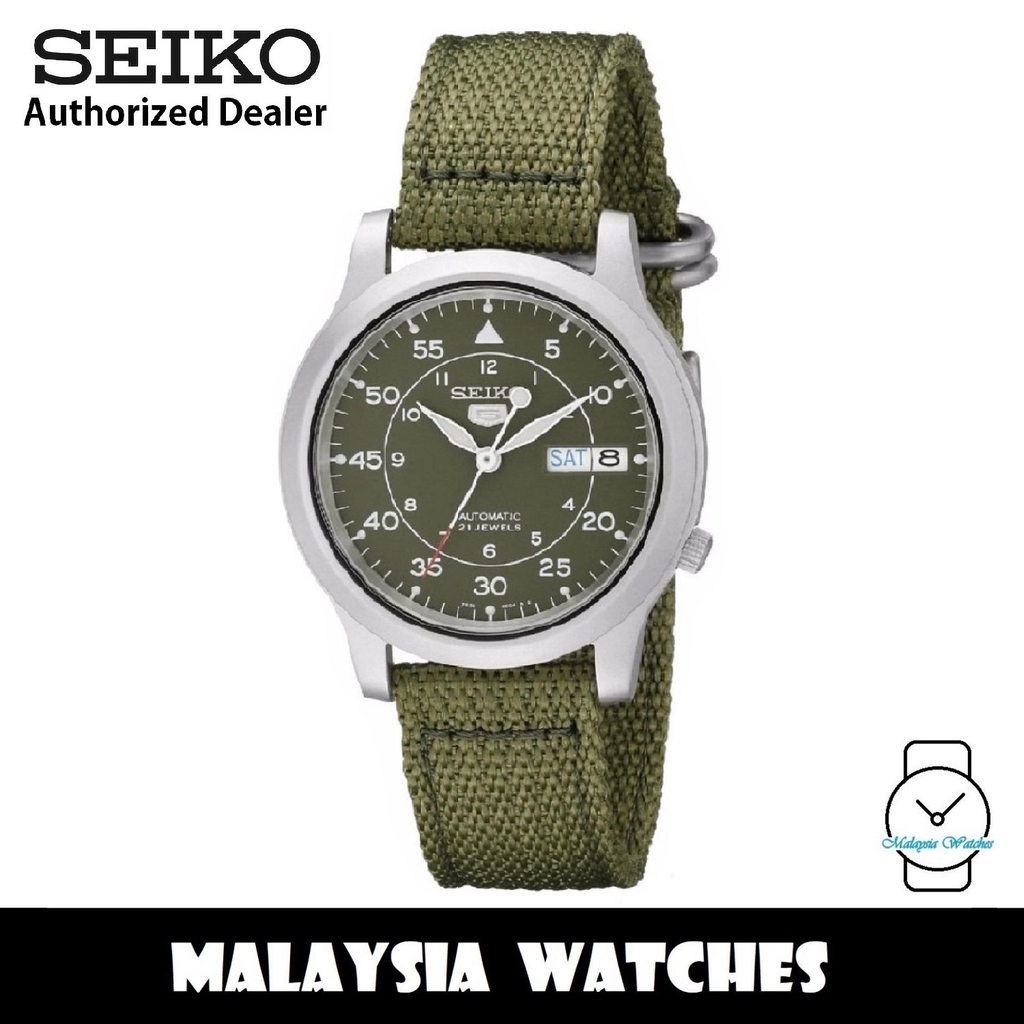 Seiko 5 snk805k2 automatic 21 2024 jewels green military nylon strap