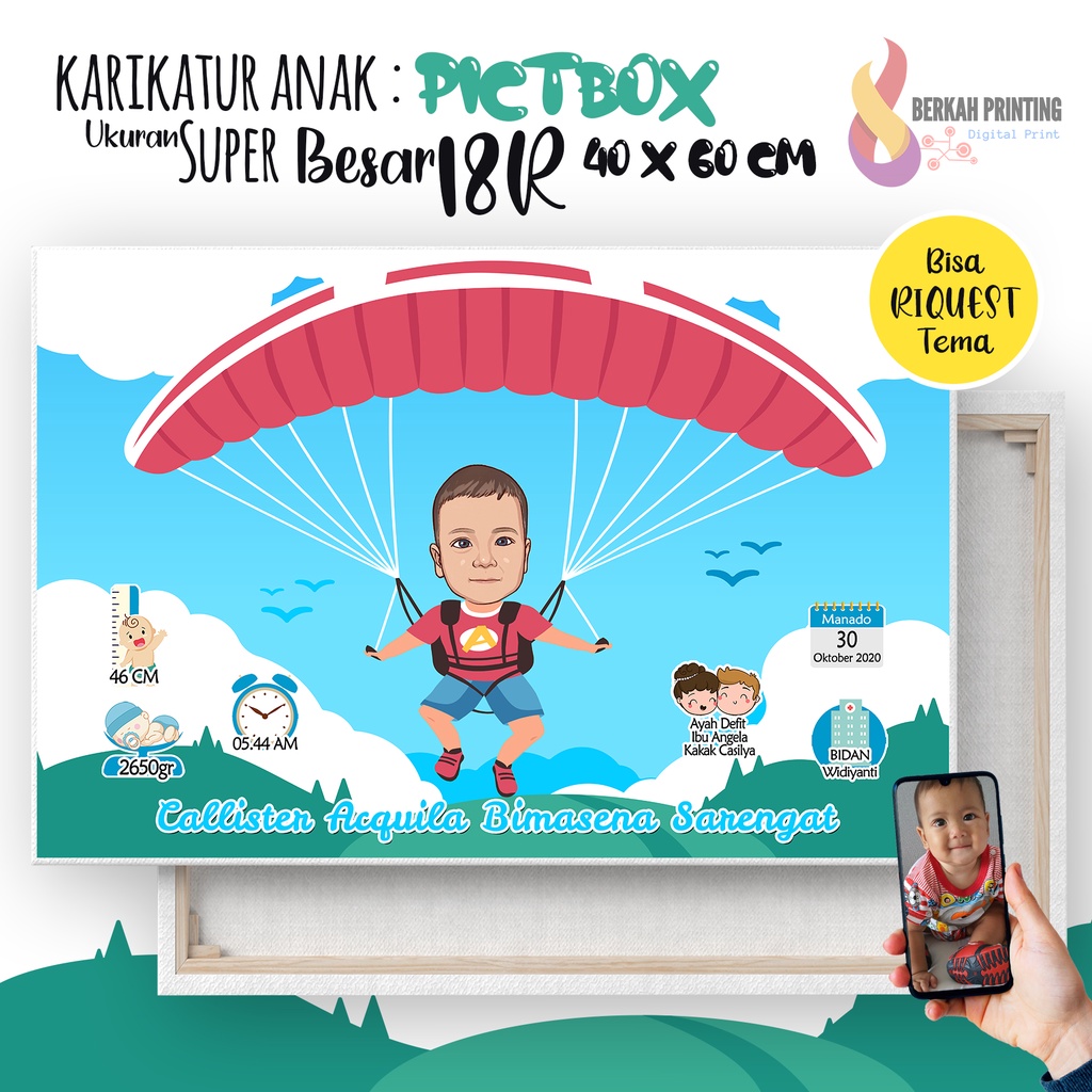 Child Carriage Biodata Baby Birth Print Photo Frame SUPER Big 18R 40x60 ...