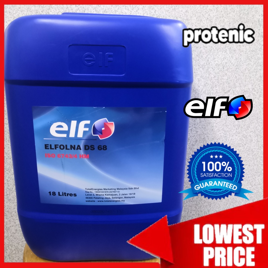 ELF Lubricants Hydraulic Oil 18 Litre ELFOLNA DS 68 ISO 6743/4 HM High