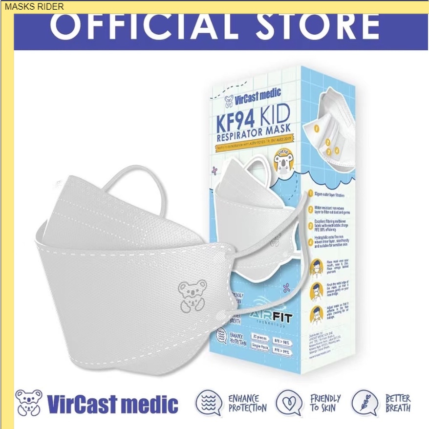 VIRCAST MEDIC KF94 Protective Face Mask For Kids 20s AIR FIT / WHITE