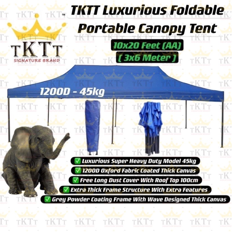 TKTT 10x20 Feet LUXURIOUS Super HeavyDuty Foldable Canopy Tent Gazebo Folding Portable Tent Kanopi Khemah Bermutu Tinggi