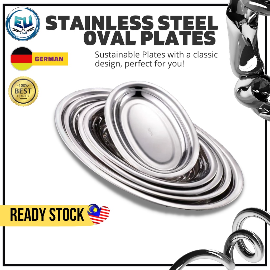 ⭐Stainless Steel Oval Plate Steam Fish Plates Snack Dessert Serving ...