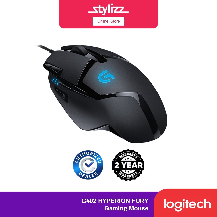 Logitech G402 Hyperion Fury USB Wired Gaming Mouse, Optical Tracking 4,000  dpi, Reduced Weight, 8 Programmable Buttons, PC/Mac - Black
