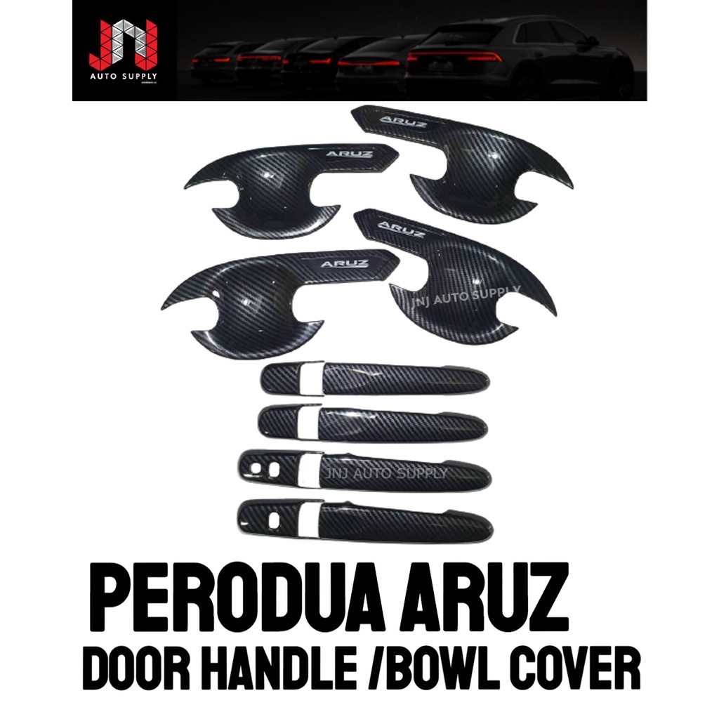 (Cf) Perodua aruz door handle cover+handle bowl cover carbon fiber