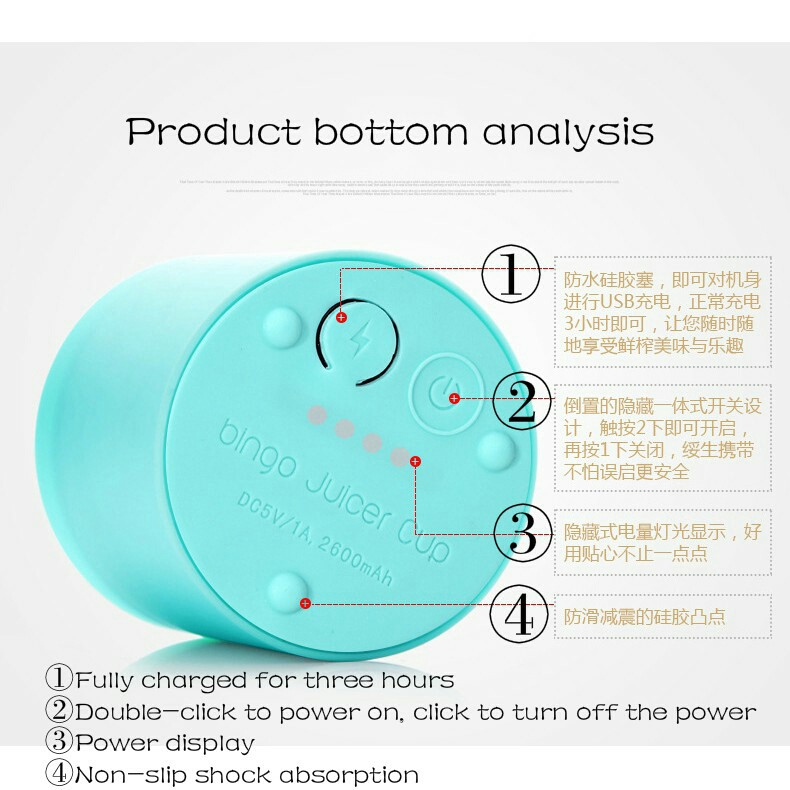 UPGRADED!!! BINGO 6 BLADES 500ML Electric Juicer USB Blender Bottle