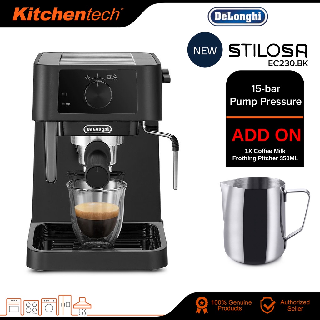 Delonghi EC230BK Stilosa Manual Pump Espresso Coffee Machine Black