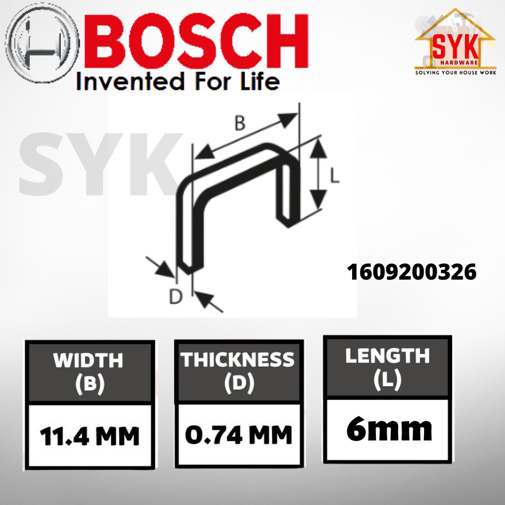 SYK Bosch (1000Pcs) Type53 6mm & 8mm Big Stapler Bullet Heavy Duty Nail Stapler Gun Ubat Stapler