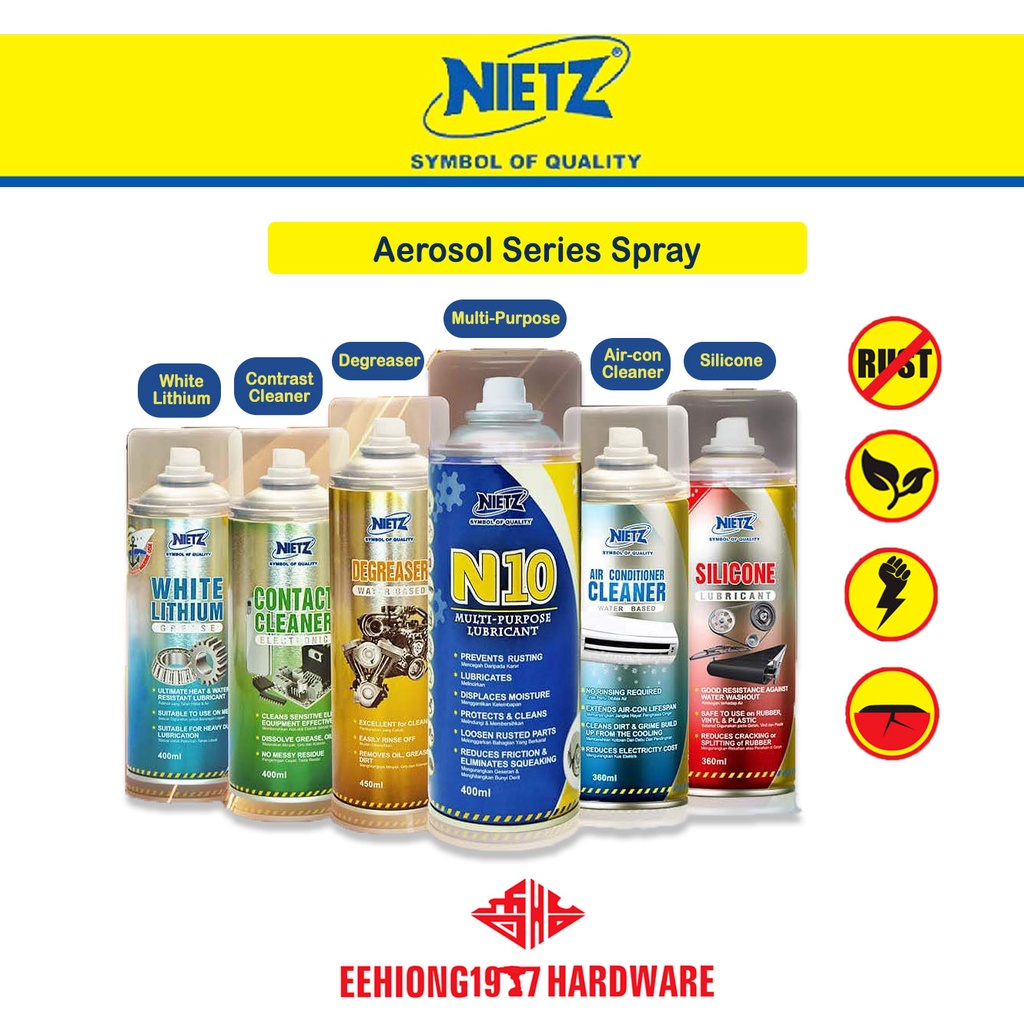 Nietz N Contact Cleaner Degreaser White Lithium Silicone Air