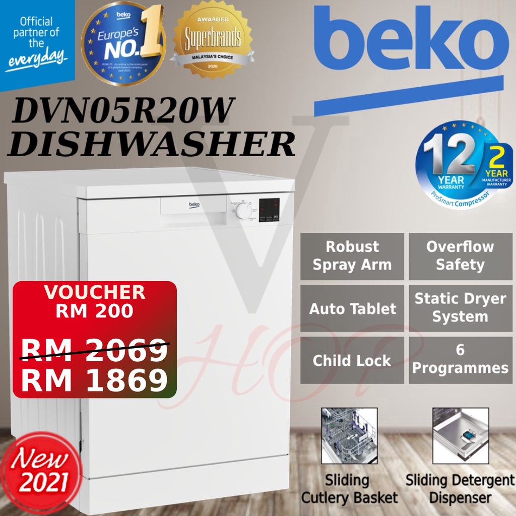 Beko dvn05r20w standard deals dishwasher