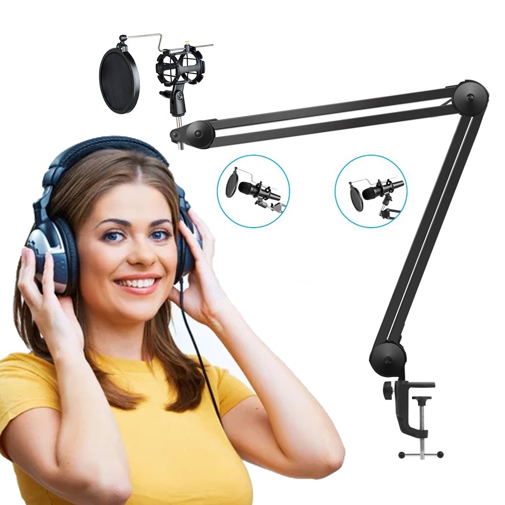 Heavy Duty Microphone Boom Arm Stand Adjustable Suspension Scissor