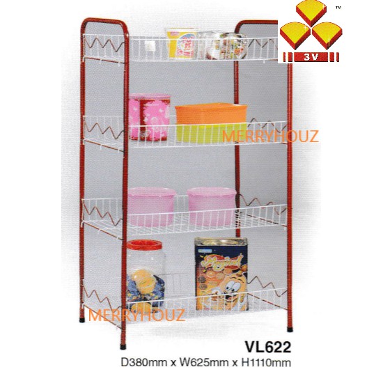 (Ready Stock)3V 4-Tier Epoxy Steel Kitchen/Multipurpose Rack/Rak Dapur ...