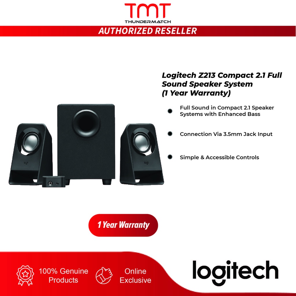 Logitech Z213 Compact 2.1 Full Sound Speaker System (1 Year Warranty ...
