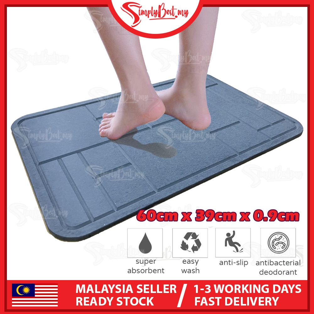 SIMPLYBEST Line Diatomite Japan Earth Mat AntiSlip Fast Dry Bathroom