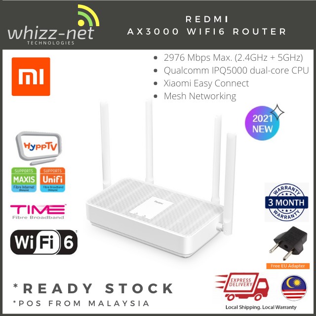 Xiaomi Redmi AX3000 Dual Band 2.4GHz 5GHz WiFi 6 Wireless Home