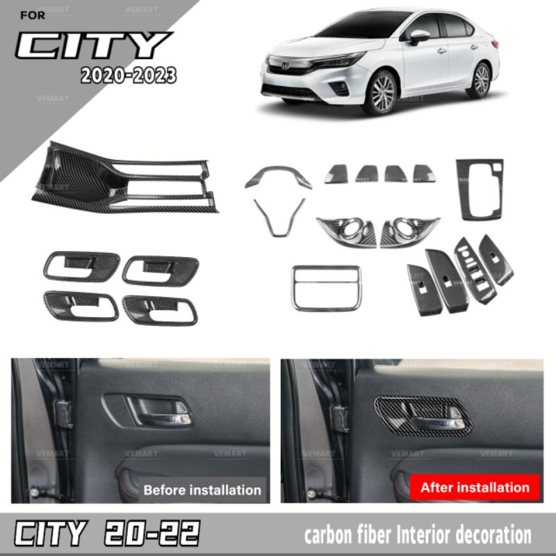 Vemart honda city rs gn2 hatchback carbon fiber Interior decoration garnish accessories gn7 2020 2022 Shopee Malaysia