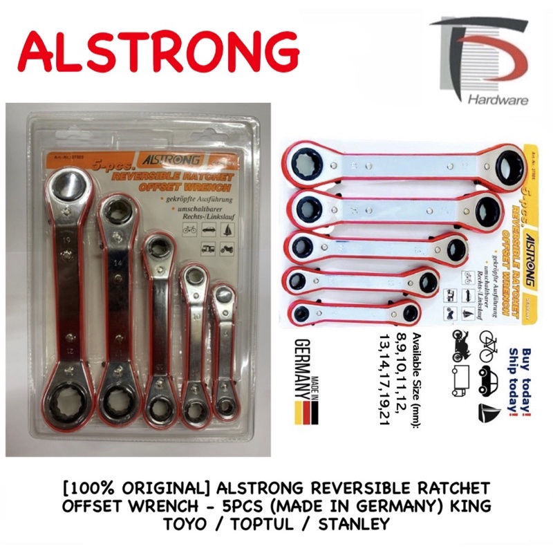 [100% ORIGINAL] ALSTRONG REVERSIBLE RATCHET OFFSET WRENCH - 5PCS (MADE ...