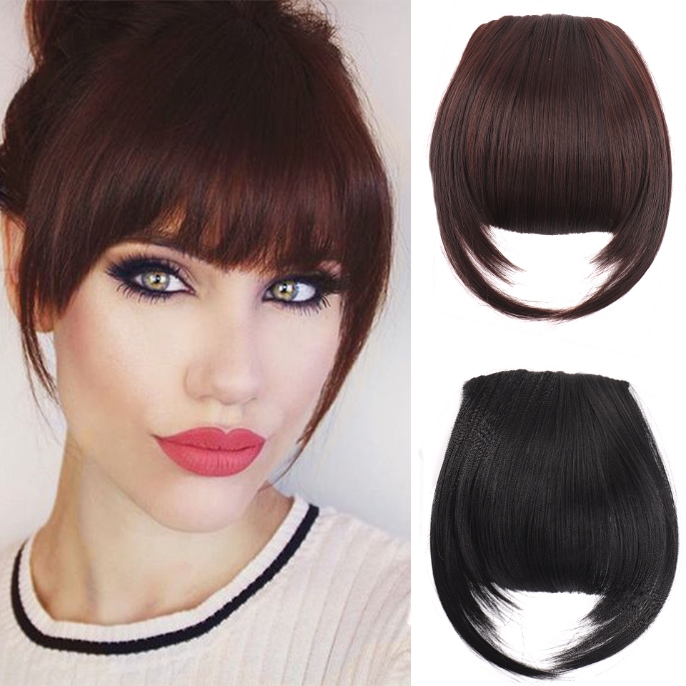 Bangs Hair Extension Clip-In Bangs Hairpiece Synthetic Hair Blunt Bangs ...