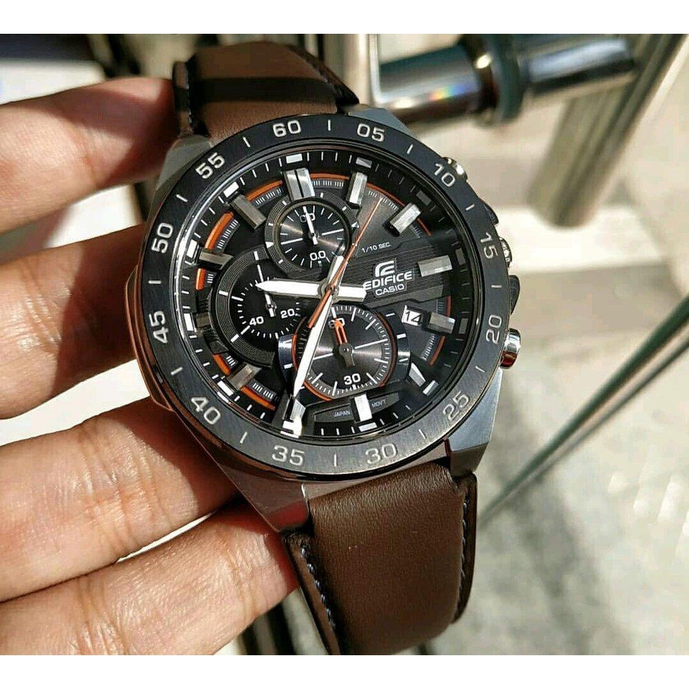 OFFICIAL WARRANTY Casio Edifice EFR 564BL 5AV Chronograph 100M Black Dial Brown Leather Strap Men s Watch EFR 564BL 5A Shopee Malaysia