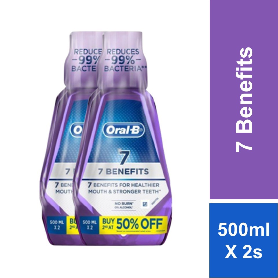 Oral-B 7 Benefits Mouthwash Bundle Pack (500ml X 2) | Shopee Malaysia