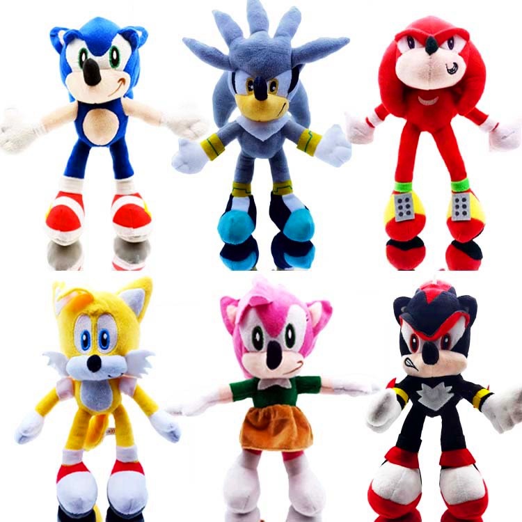 Sonic The Hedgehog Plush Knuckles Silver Tails Stuffed Teddy Bear Soft ...