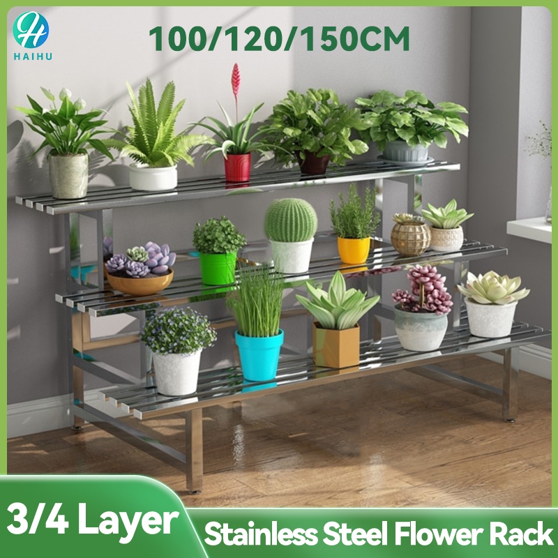 🌸Stainless Steel Flower Rack Plant Display Rack Ladder Flower Pot