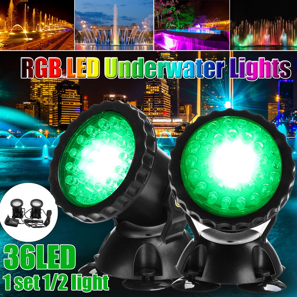 1/2x Underwater RGB LED Disco Spot Light Glow Show Swimming Pool Tub ...