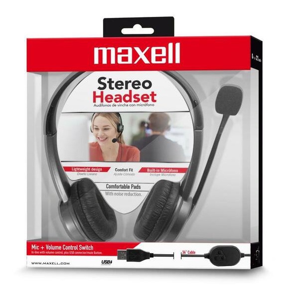 Maxell Stereo Headphones With Boom Microphone And Pc Adapter (pack of 1 Ea) main image 0
