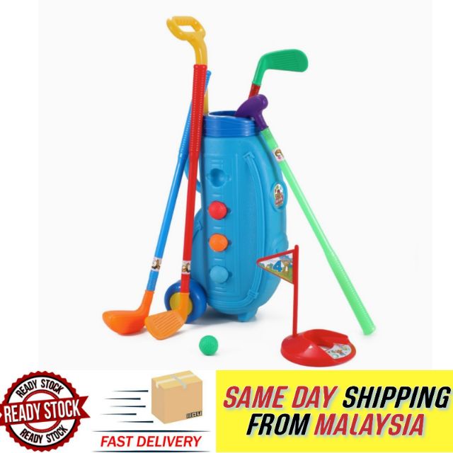 Large Easy Hit Toy Golf Set with 4 Balls, 4 Types of Clubs, 1 Hole