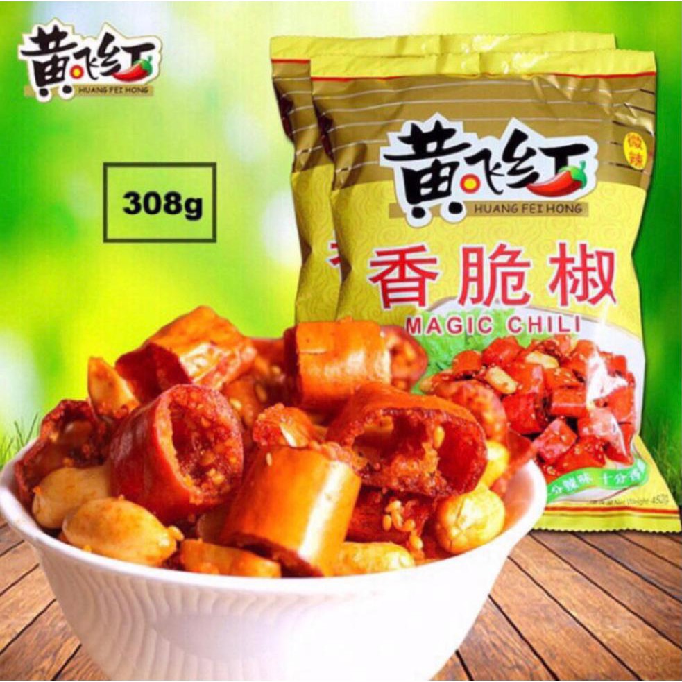 Huang Fei Hong Spicy Snack Magic Chili with Peanut,308g,spicy & Crunchy!