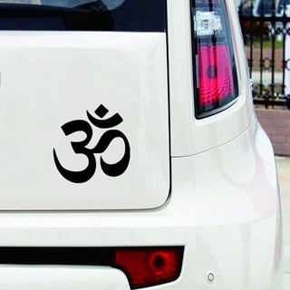 White Vinyl Om Symbol Window Sticker (Yoga ohm Decal)