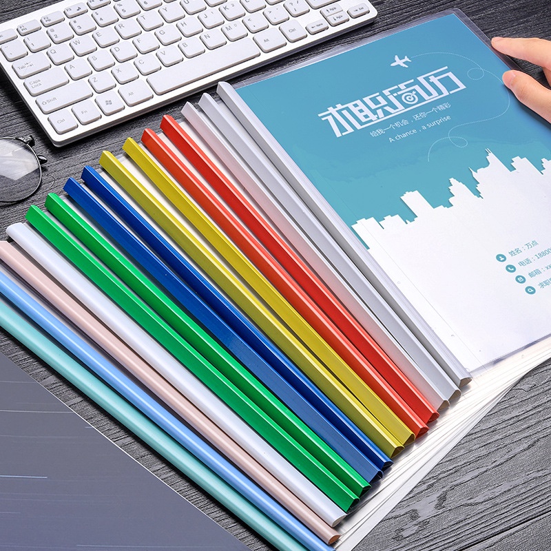 10 Pcs A4 Slide Binding File Documents Transparent Plastic Folder ...