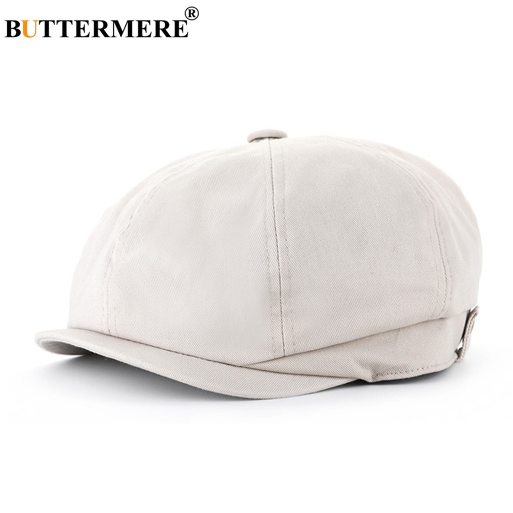 Summer Men Newsboy Cap Cotton White Octagonal Hat British Vintage ...